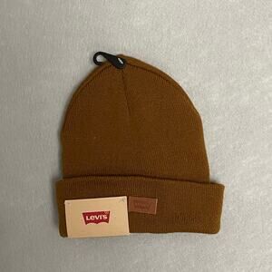 Levi's Ribbed Knit Beanie Tan One Size NEW